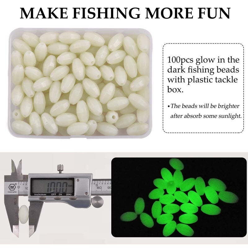 Shaddock Fishing حبات الصيد توهج البيضاوي الصلب العائمة الأخضر مضيئة الخرز الصيد السحر الطعوم أدوات العائمة البيض صيد السمك تلاعب في 100 قطعة 10 مللي متر × 18 مللي متر - Image 5